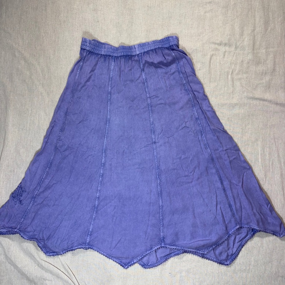 VTG Purple Periwinkle Embroidered Skirt Set Rayon PS Boho Cottagecore Fairycore - Picture 9 of 10